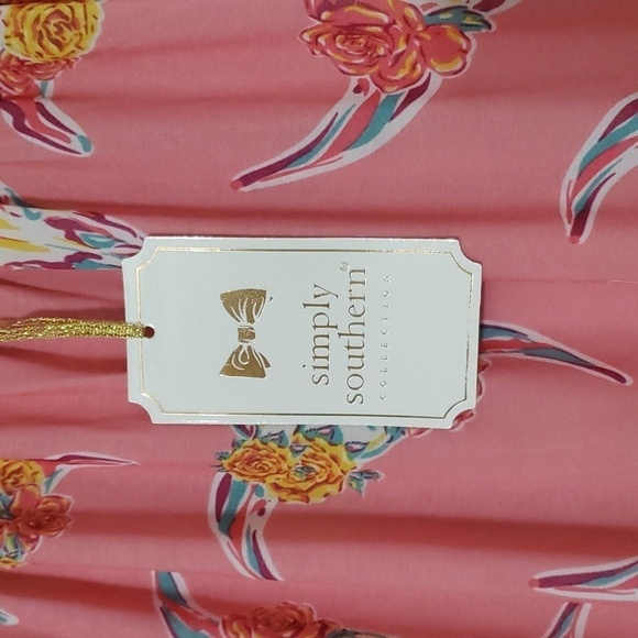 Simply Southern Southwest Cow Floral Skull Dress Size Large NWT - Picture 3 of 7